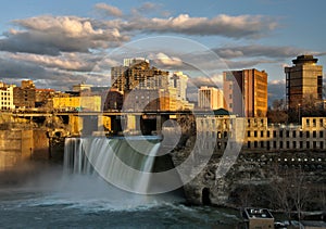 High Falls of Downtown Rochester New York at Sunset