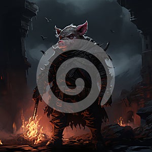 High Fantasy Pig Art Inspired By Darkest Dungeon