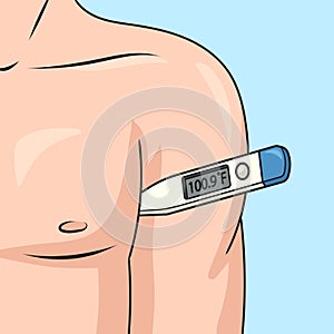 High fever on thermometer hyperthermia schematic