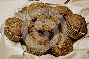 High fiber bran muffins for a healthy breakfast. Homemade delicious