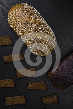 High fibre healthy breads and crackers on wooden background