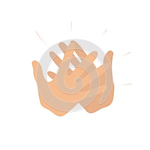 High five, clap gesture. Stylized hands. Simple vector flat illustration