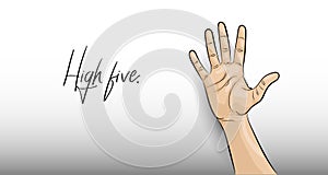 High five.Hand gesture on a light background.