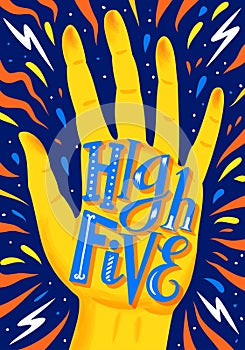 High Five Hand Illustration with text