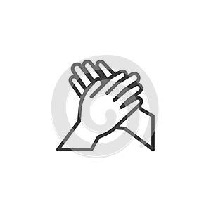High five hands line icon