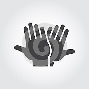 High five icon. Black flat pictograph of clapping hands - greeting, welcoming, celebrating symbol of successful people