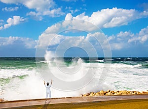 High foamy surf on Tel Aviv