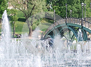 High fountain in moscow city park