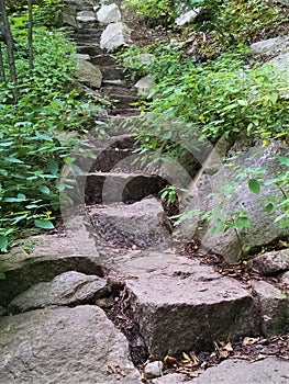 Steep stone steps up Poke O Moonshine Trail photo