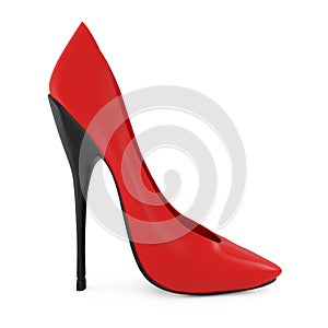 High heel red women shoes on white