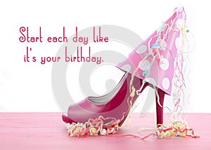 High Heel Shoe with Famous Quote