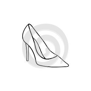 High heel shoe hand drawn outline doodle icon.