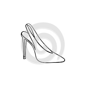 High heel shoe hand drawn outline doodle icon.