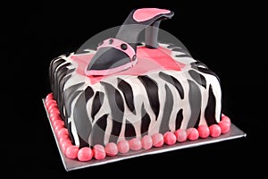 High Heel Shoe on Zebra Print Cake