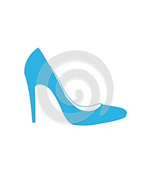 High heel shoes icon. Elegant black silhouette. Information sign. Women shoe symbol. Fashion label. Female of shoe in square