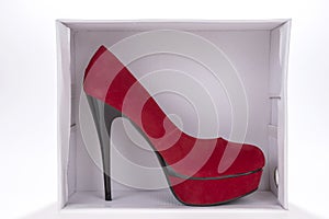 High heel shoes in the shoe boxes