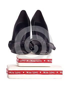 High heel shoes valentines present cutout