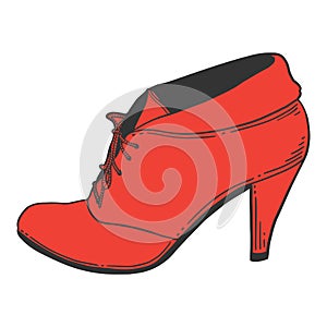 High heel shoes. Vector concept in doodle and sketch style