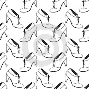 High heel shoes. Vector concept in doodle and sketch style. Hand drawn illustration for printing on T-shirts, postcards
