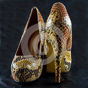 High heel snake skin shoes