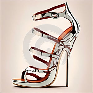 High heels louboutin sandals, stilettos with peep toe. Generative AI