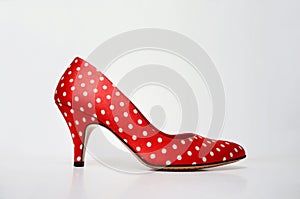High heels: red polkadot pumps