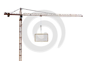 High hoisting crane with advertisement hoardin photo