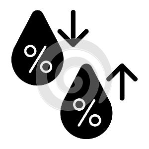 High humidity vector icon. Black and white Humidity increases and decreases illustration. Solid linear icon.