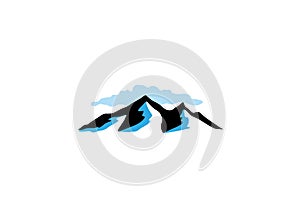 High icy mountains and cloud for logo