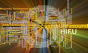 High-intensity focused ultrasound HIFU background concept glowin