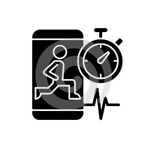 High intensity and intervals workout black glyph icon.