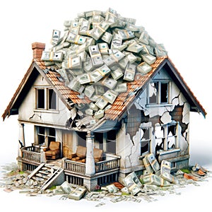 High Interest Debt Money Pit Fixer-upper Housing Collapse Mortgage Financial Pressure Soaring Bills AI Generated