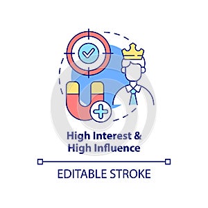 High interest and high influence concept icon