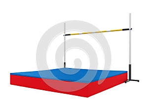 High Jump Landing Mat and Bar Isolated