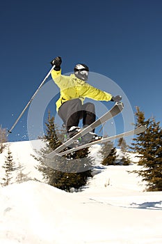 High jumping skier