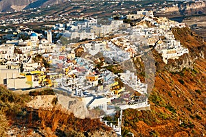 Night View of Thira Town, Santorini, Greece