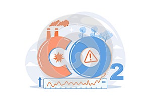 high levels carbon dioxide CO2 atmosphere. Industrial emissions affect changes in carbon dioxide concentration.