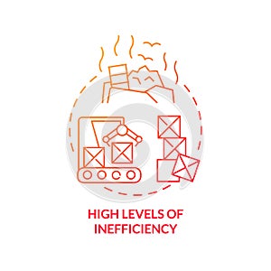 High levels of inefficiency red gradient concept icon