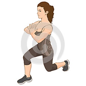 High lunge yoga pose or the Anjaneyasana