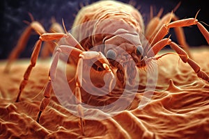 high magnification of a bed bugs exoskeleton