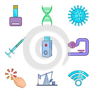 High manufacturability icons set, cartoon style