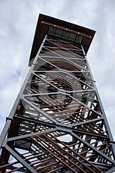 High, metal observation tower in Latvia, Baltic States