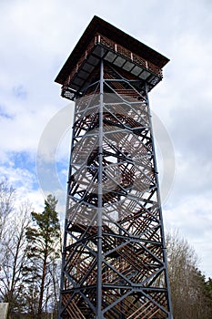 High, metal observation tower in Latvia, Baltic States