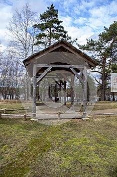 High, metal observation tower in Latvia, Baltic States