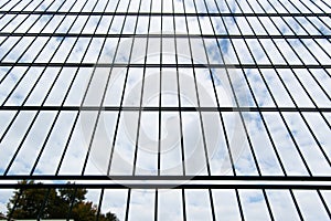 High metallic wire mesh fence in restricted area