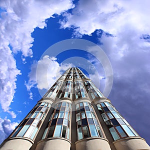 High modern skyscraper and blue sky
