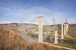 High Moselle Bridge construction side view over the Moselle vall