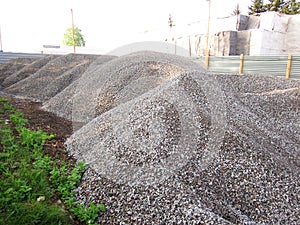 High mound of construction rubble gray