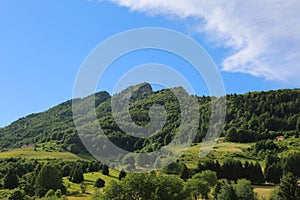 High mountain called Spitz Mount near small village of Tonezza i