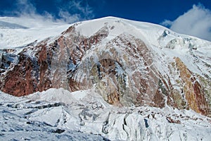 High mountain glacier snow and ice in Pamir and Himalaya